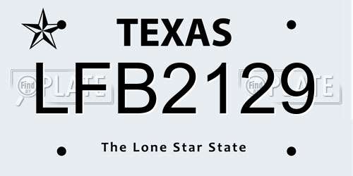 LFB2129 Texas License Plate
