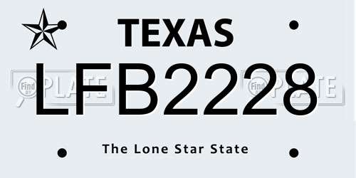 LFB2228 Texas License Plate