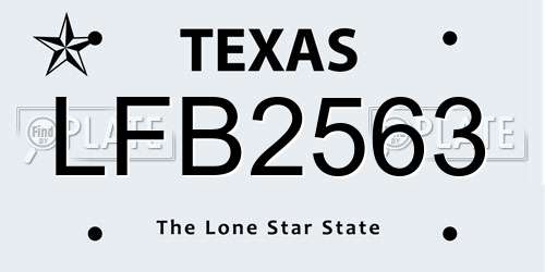 LFB2563 Texas License Plate