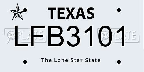 LFB3101 Texas License Plate