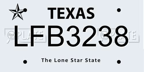 LFB3238 Texas License Plate