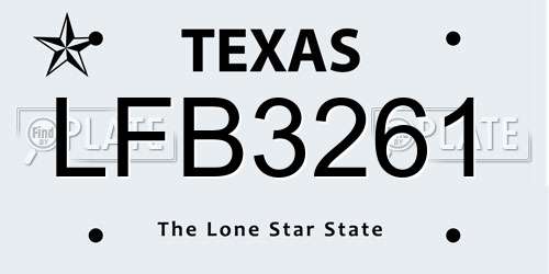 LFB3261 Texas License Plate