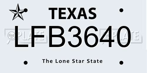 LFB3640 Texas License Plate