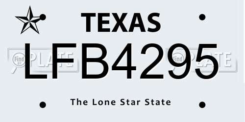 LFB4295 Texas License Plate