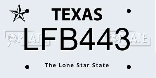 LFB443 Texas License Plate