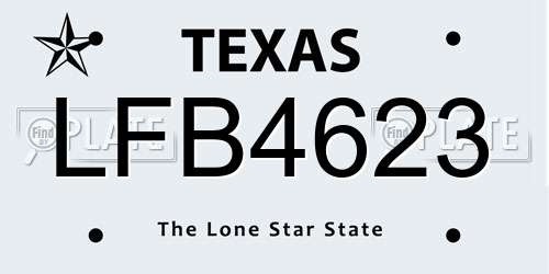 LFB4623 Texas License Plate