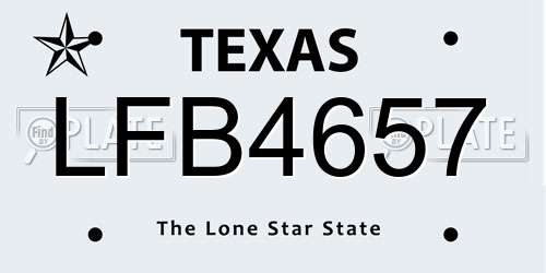 LFB4657 Texas License Plate