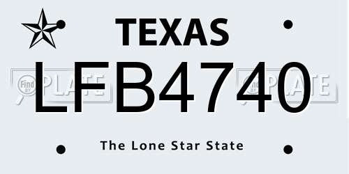 LFB4740 Texas License Plate