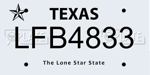 LFB4833 Texas License Plate