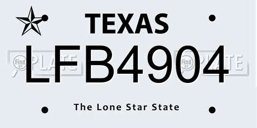LFB4904 Texas License Plate
