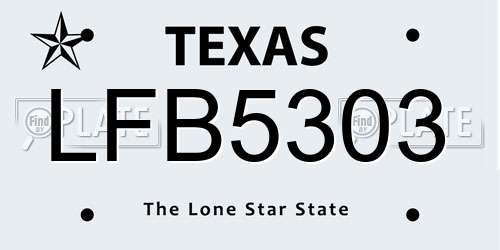LFB5303 Texas License Plate