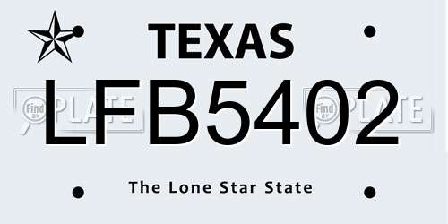 LFB5402 Texas License Plate