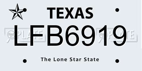 LFB6919 Texas License Plate