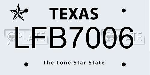 LFB7006 Texas License Plate
