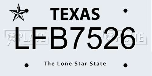 LFB7526 Texas License Plate