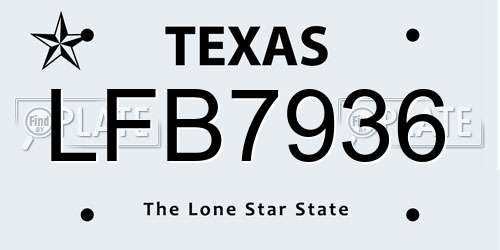 LFB7936 Texas License Plate