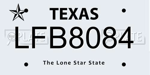 LFB8084 Texas License Plate