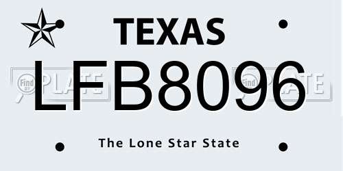 LFB8096 Texas License Plate
