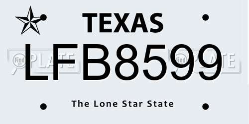 LFB8599 Texas License Plate
