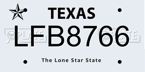 LFB8766 Texas License Plate