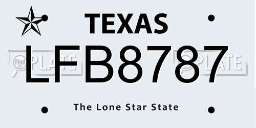 LFB8787 Texas License Plate