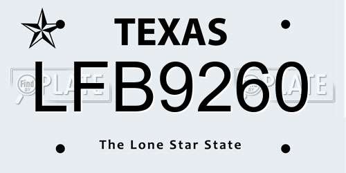 LFB9260 Texas License Plate