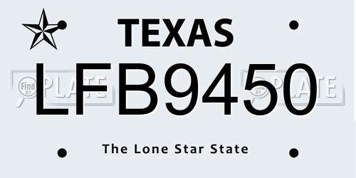 LFB9450 Texas License Plate