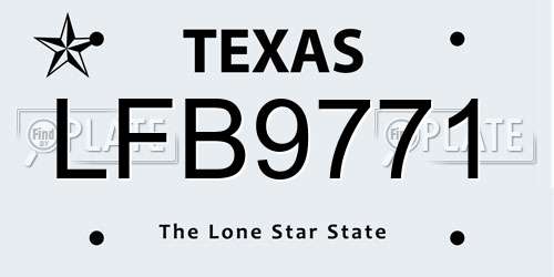 LFB9771 Texas License Plate