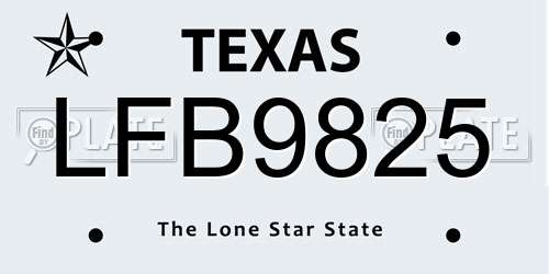 LFB9825 Texas License Plate