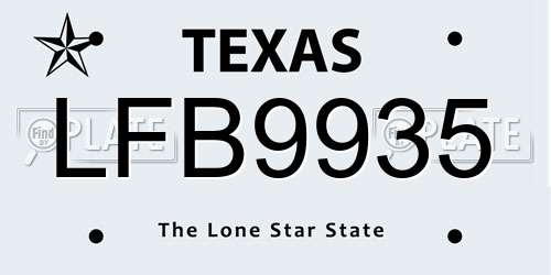 LFB9935 Texas License Plate