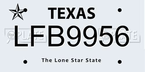 LFB9956 Texas License Plate