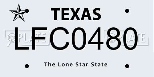 LFC0480 Texas License Plate