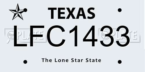 LFC1433 Texas License Plate