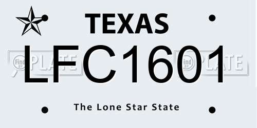 LFC1601 Texas License Plate