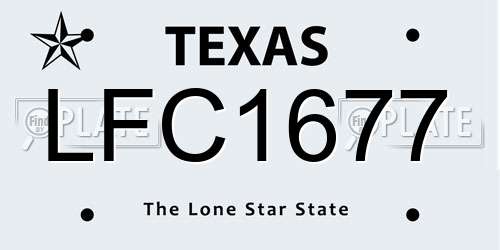 LFC1677 Texas License Plate
