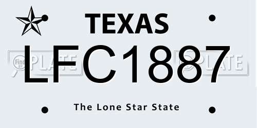 LFC1887 Texas License Plate