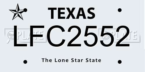 LFC2552 Texas License Plate