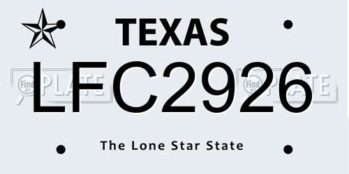 LFC2926 Texas License Plate