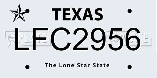LFC2956 Texas License Plate