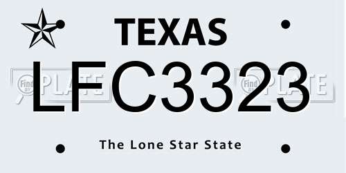 LFC3323 Texas License Plate