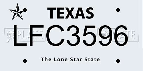 LFC3596 Texas License Plate