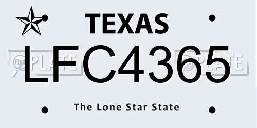 LFC4365 Texas License Plate