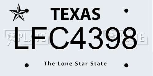 LFC4398 Texas License Plate