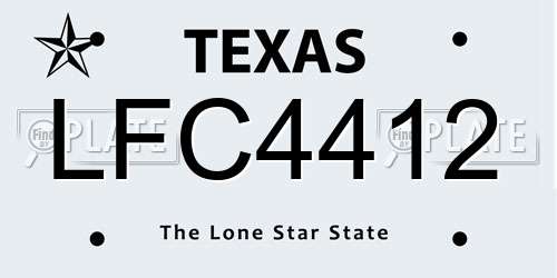 LFC4412 Texas License Plate