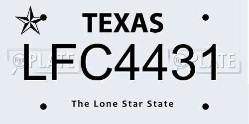 LFC4431 Texas License Plate