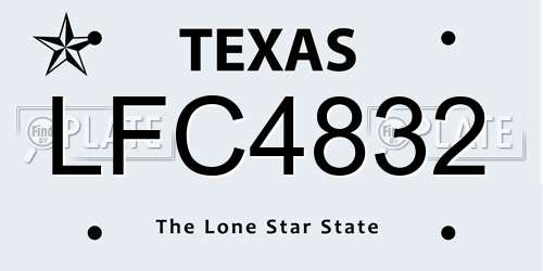LFC4832 Texas License Plate
