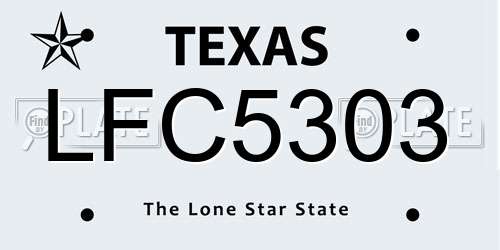 LFC5303 Texas License Plate