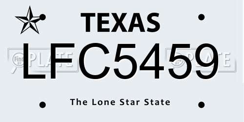 LFC5459 Texas License Plate