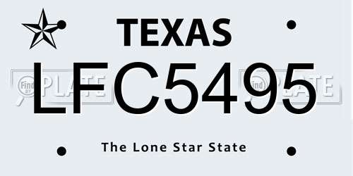 LFC5495 Texas License Plate