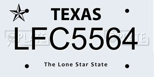 LFC5564 Texas License Plate